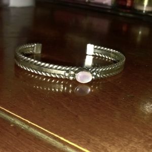 Rose Quartz Sterling Silver Cuff Bracelet